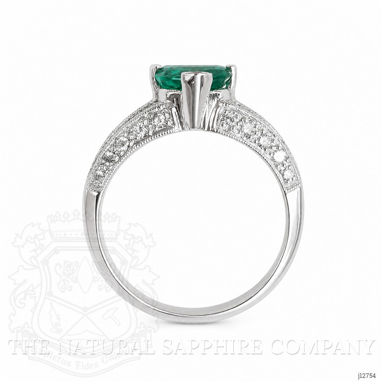 0.96 Ct. Emerald and Natural Diamond Pave Ring, Platinum 950