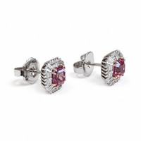 3.50&nbsp;Ct.Tw.Total Carat Weight Pink Spinel and Natural Diamond Studs Earrings, 18K White Gold Image