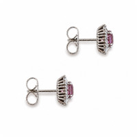 3.50&nbsp;Ct.Tw.Total Carat Weight Pink Spinel and Natural Diamond Studs Earrings, 18K White Gold Image