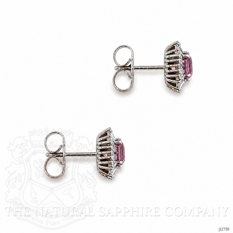 3.50 Ct.Tw. Pink Spinel and Natural Diamond Studs Earrings, 18K White Gold