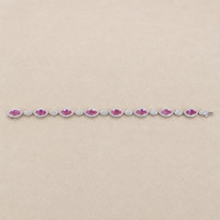 10.44&nbsp;Ct.Tw.Total Carat Weight Pink Sapphire and Natural Diamond Tennis/Line Bracelet, 14K White Gold Image