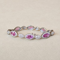 10.44&nbsp;Ct.Tw.Total Carat Weight Pink Sapphire and Natural Diamond Tennis/Line Bracelet, 14K White Gold Image