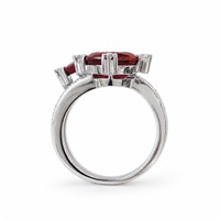 5.00 Ct. Reddish Brown Tourmaline and Natural Diamond Two Stone (toi et moi) Ring, 18K White Gold Image