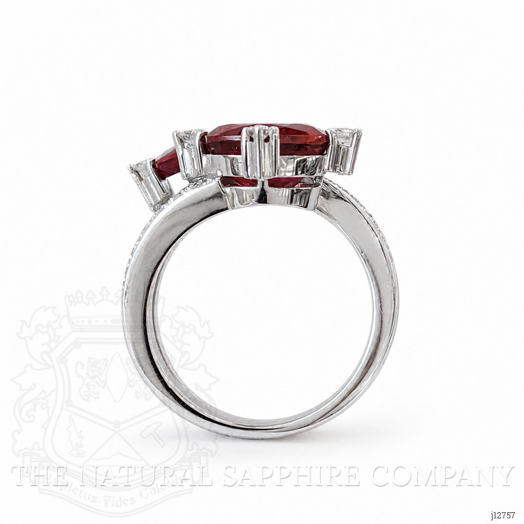 5.00 Ct. Reddish Brown Tourmaline and Natural Diamond Two Stone (toi et moi) Ring, 18K White Gold