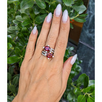5.00 Ct. Reddish Brown Tourmaline and Natural Diamond Two Stone (toi et moi) Ring, 18K White Gold Life Style