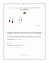 1.89&nbsp;Ct.Tw.Total Carat Weight Ruby and Natural Diamond Drops Earrings, 18K White Gold Appraisal