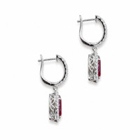 1.89 Ct.Tw.Total Carat Weight Ruby and Natural Diamond Drops Earrings, 18K White Gold Image