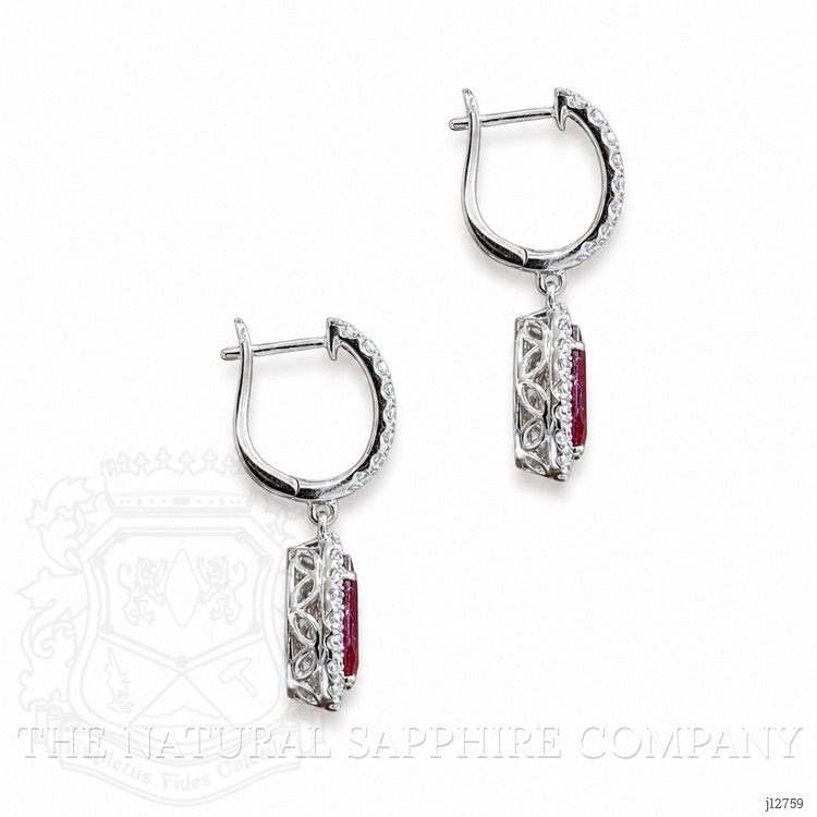 1.89 Ct.Tw. Ruby and Natural Diamond Drops Earrings, 18K White Gold