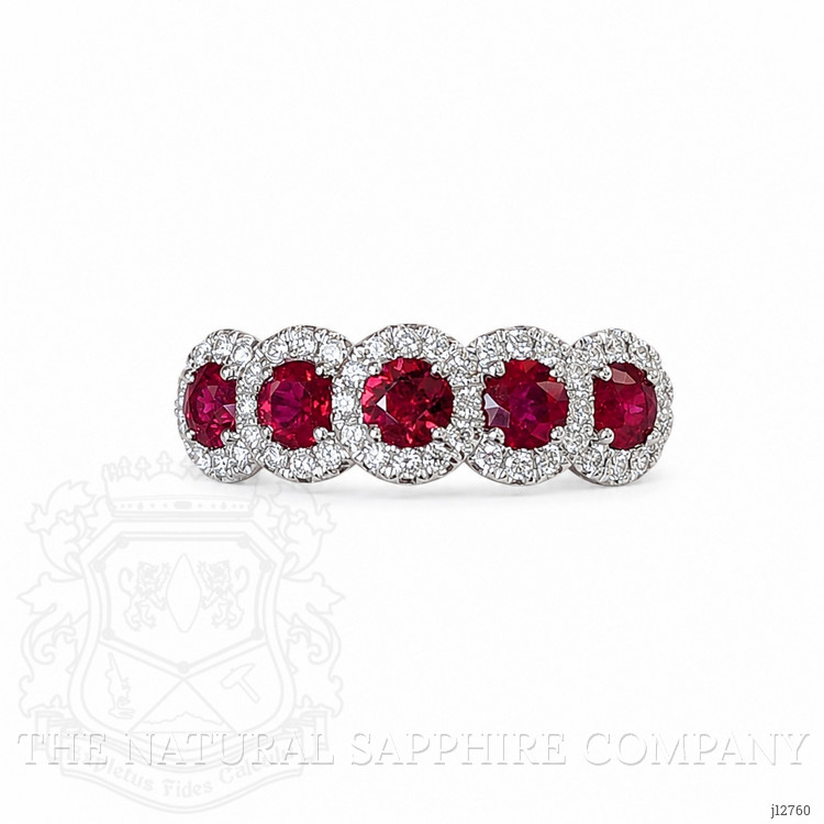 1.05 Ct. Ruby and Natural Diamond Pave Ring, 14K White Gold