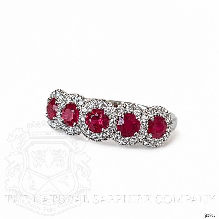 1.05 Ct. Ruby and Natural Diamond Pave Ring, 14K White Gold