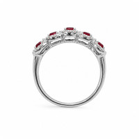 1.05 Ct. Ruby and Natural Diamond Pave Ring, 14K White Gold Image