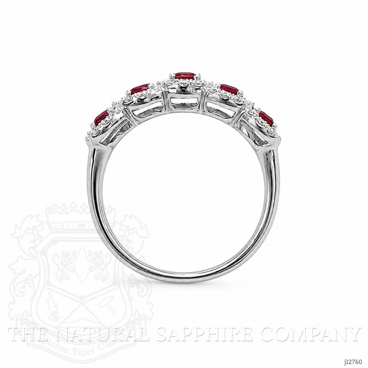 1.05 Ct. Ruby and Natural Diamond Pave Ring, 14K White Gold