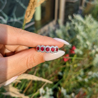 1.05 Ct. Ruby and Natural Diamond Pave Ring, 14K White Gold Life Style