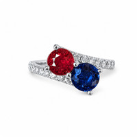 2.31 Ct.Tw. Sapphire and Ruby 14K White Gold ring