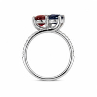 2.31&nbsp;Ct.Tw.Total Carat Weight Ruby, Blue Sapphire and Natural Diamond Pave Ring, 14K White Gold Image