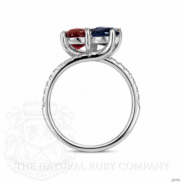 2.31 Ct.Tw. Ruby, Blue Sapphire and Natural Diamond Pave Ring, 14K White Gold