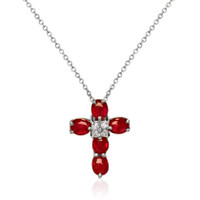 0.91 Ct. Ruby and Natural Diamond Religious Pendant, Platinum 900 Video