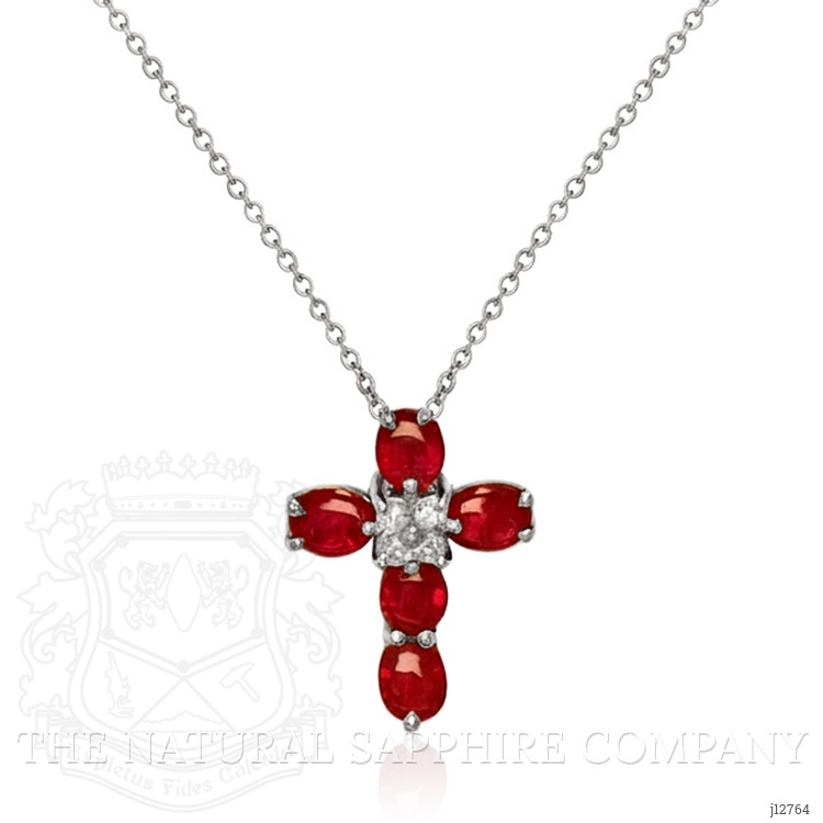 0.91 Ct. Ruby and Natural Diamond Religious Pendant, Platinum 900