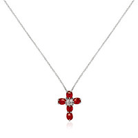 0.91 Ct. Ruby and Natural Diamond Religious Pendant, Platinum 900 Image