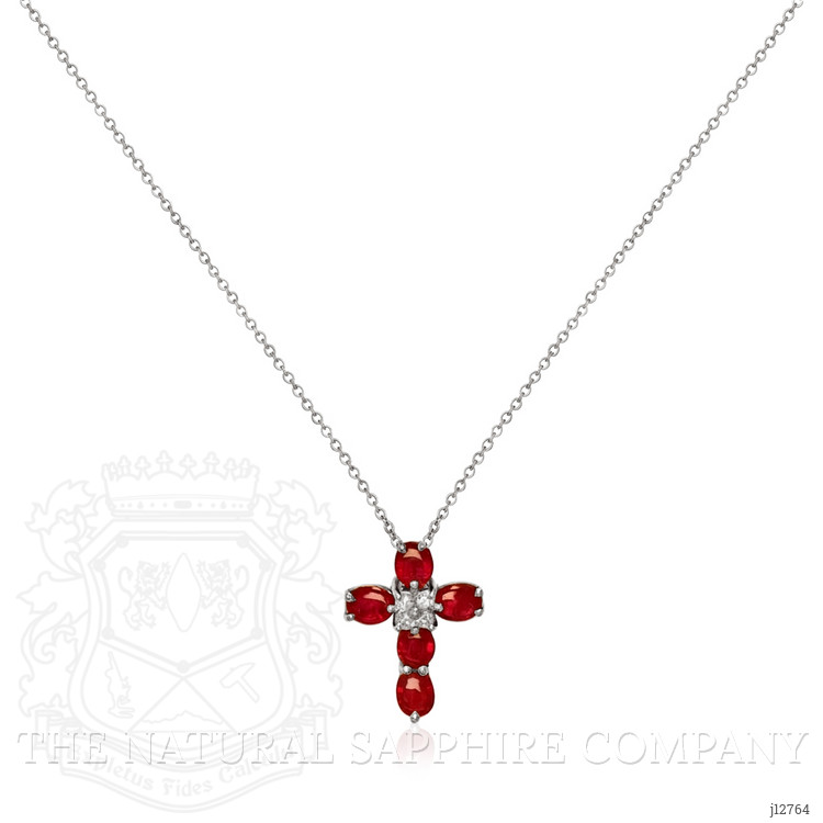 0.91 Ct. Ruby and Natural Diamond Religious Pendant, Platinum 900