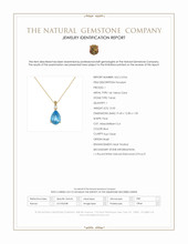 13.33 Ct. Blue Topaz and Natural Diamond Accent Stones Pendant, 14K Yellow Gold Scan Report