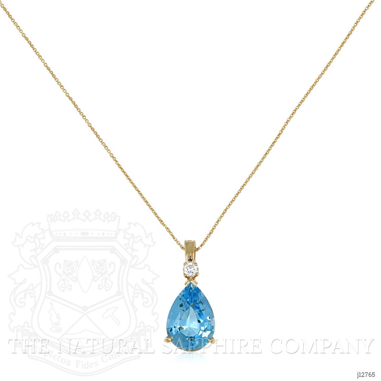 13.33 Ct. Blue Topaz and Natural Diamond Accent Stones Pendant, 14K Yellow Gold