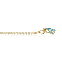 13.33 Ct. Blue Topaz and Natural Diamond Accent Stones Pendant, 14K Yellow Gold Image