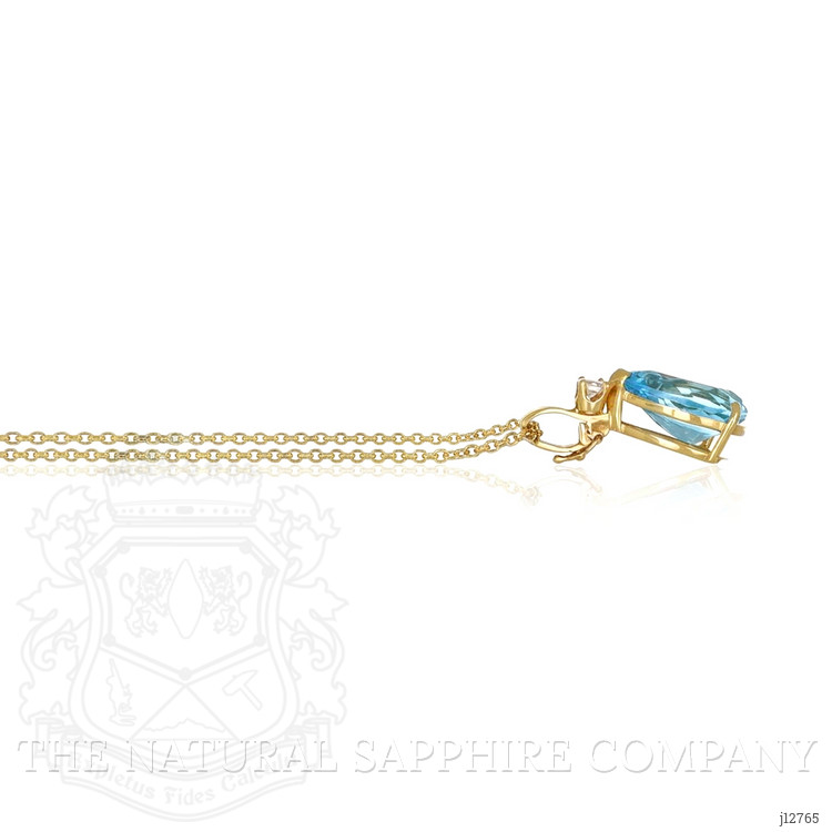 13.33 Ct. Blue Topaz and Natural Diamond Accent Stones Pendant, 14K Yellow Gold