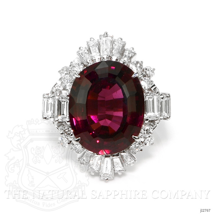 10.89 Ct. Purple Garnet and Natural Diamond Accent Stones Ring, Platinum 950