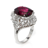 10.89 Ct. Purple Garnet and Natural Diamond Accent Stones Ring, Platinum 950 Image