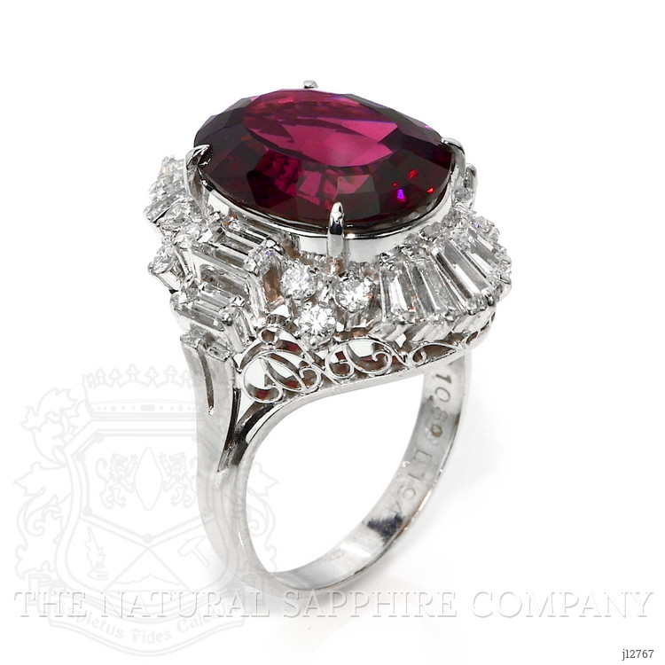 10.89 Ct. Purple Garnet and Natural Diamond Accent Stones Ring, Platinum 950