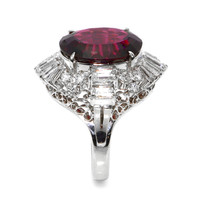 10.89 Ct. Purple Garnet and Natural Diamond Accent Stones Ring, Platinum 950 Image