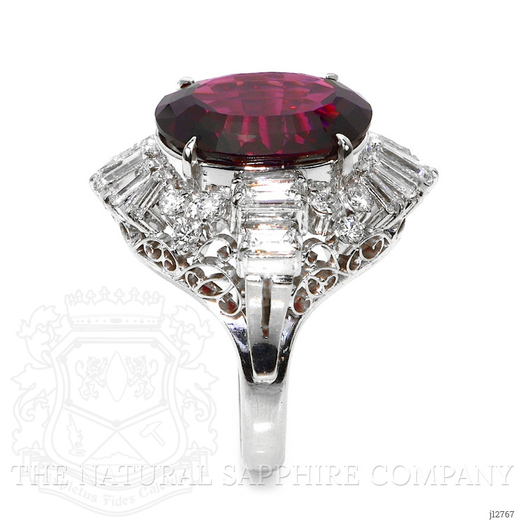 10.89 Ct. Purple Garnet and Natural Diamond Accent Stones Ring, Platinum 950