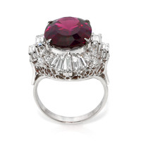 10.89 Ct. Purple Garnet and Natural Diamond Accent Stones Ring, Platinum 950 Image