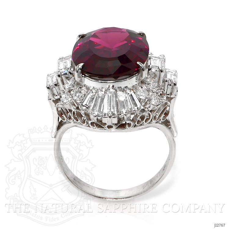 10.89 Ct. Purple Garnet and Natural Diamond Accent Stones Ring, Platinum 950