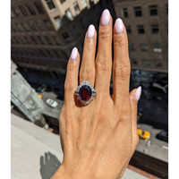 10.89 Ct. Purple Garnet and Natural Diamond Accent Stones Ring, Platinum 950 Life Style