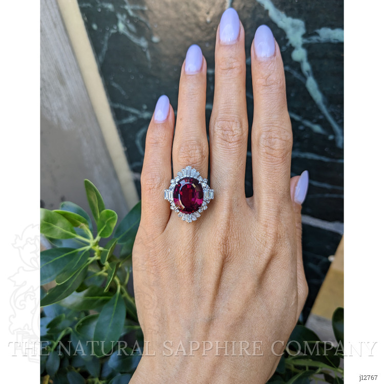 10.89 Ct. Purple Garnet and Natural Diamond Accent Stones Ring, Platinum 950