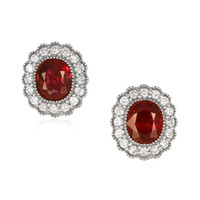 2.93&nbsp;Ct.Tw.Total Carat Weight Ruby and Natural Diamond Studs Earrings, Platinum 950 Video