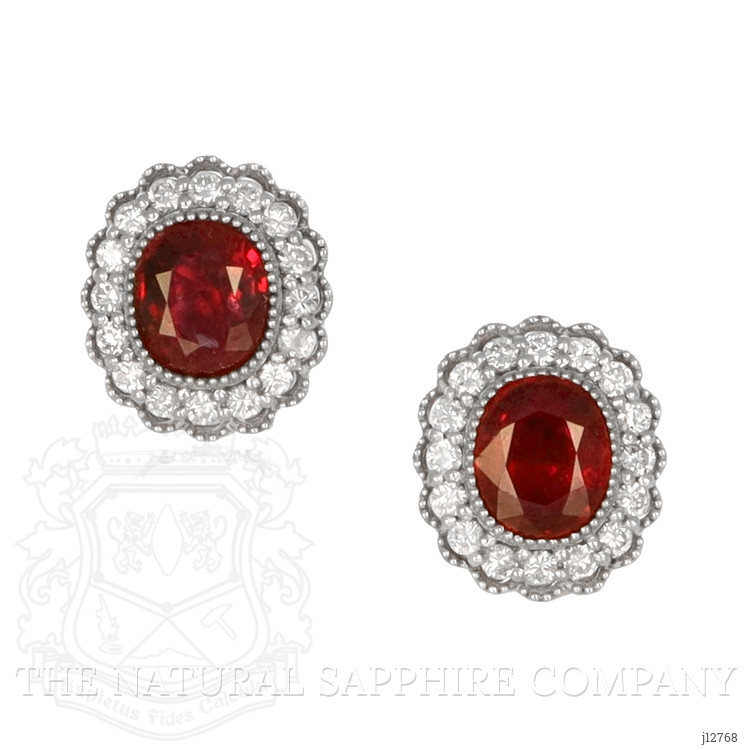 2.93 Ct.Tw. Ruby and Natural Diamond Studs Earrings, Platinum 950