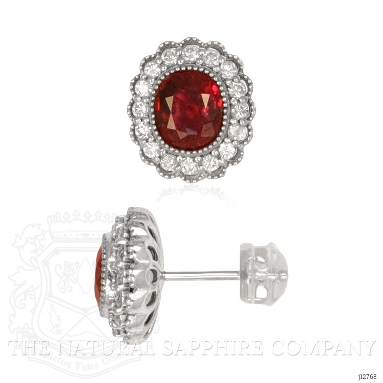 2.93 Ct.Tw. Ruby and Natural Diamond Studs Earrings, Platinum 950