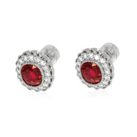 2.93&nbsp;Ct.Tw.Total Carat Weight Ruby and Natural Diamond Studs Earrings, Platinum 950 Image