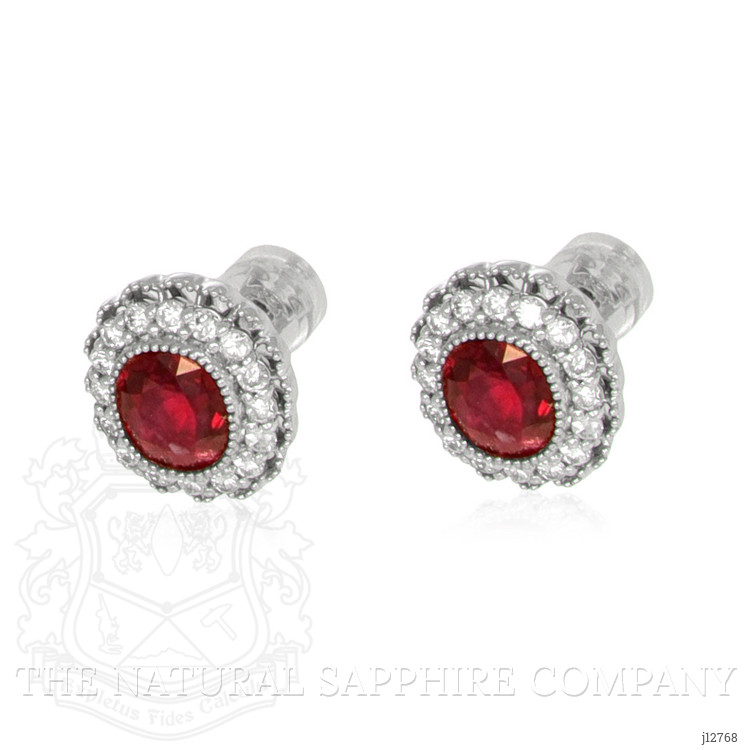 2.93 Ct.Tw. Ruby and Natural Diamond Studs Earrings, Platinum 950