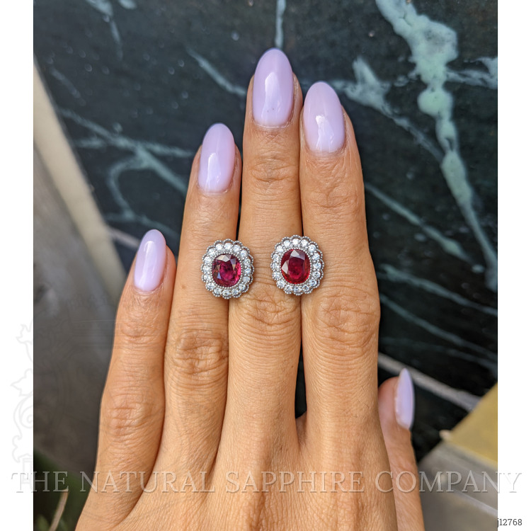 2.93 Ct.Tw. Ruby and Natural Diamond Studs Earrings, Platinum 950