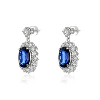 8.71&nbsp;Ct.Tw.Total Carat Weight Blue Sapphire and Natural Diamond Accent Stones Earrings, Platinum 950 Image