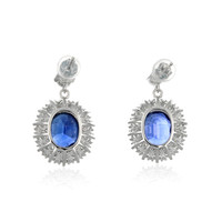 8.71&nbsp;Ct.Tw.Total Carat Weight Blue Sapphire and Natural Diamond Accent Stones Earrings, Platinum 950 Image