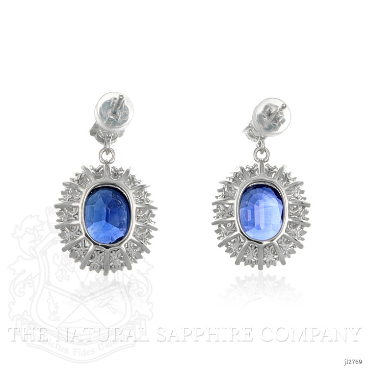 8.71 Ct.Tw. Blue Sapphire and Natural Diamond Accent Stones Earrings, Platinum 950