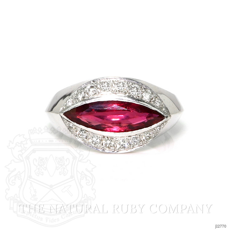 2.09 Ct. Ruby and Natural Diamond Accent Stones Ring, Platinum 950