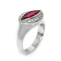 2.09 Ct. Ruby and Natural Diamond Accent Stones Ring, Platinum 950 Image
