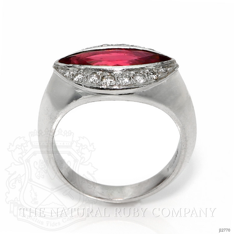 2.09 Ct. Ruby and Natural Diamond Accent Stones Ring, Platinum 950