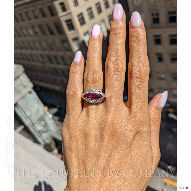 2.09 Ct. Ruby and Natural Diamond Accent Stones Ring, Platinum 950